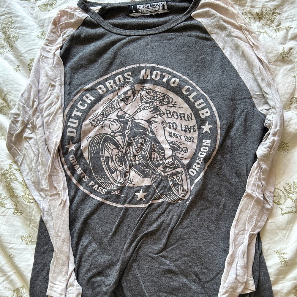 vintage “dutch bros motor club” baseball fit tee